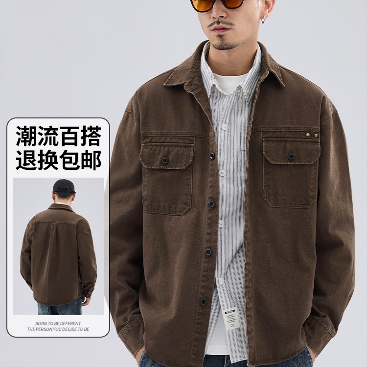 美式复古工装外套夹克上衣休闲衫