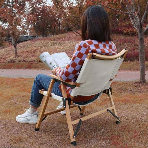 万纳户外实沙滩椅野背营露SZB00122米营折叠靠躺椅可拆卸木榉木帆