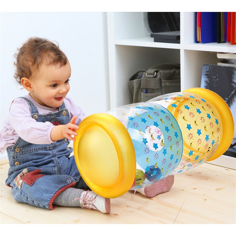 宝宝学爬学步玩具6-14月宝宝铃铛引导练爬健身充气滚筒玩具0-1岁