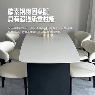 纯白餐桌家用小户型长方形吃饭桌 现代简约岩板餐桌椅组合2025新款