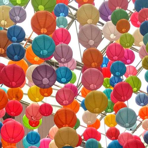 国庆中秋节日装饰纸灯笼结婚挂饰幼儿园手工儿童绘画折叠花灯