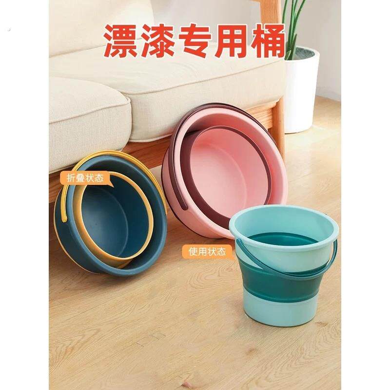漆扇专用桶漂漆工具透明塑料盆非遗漆扇桶加厚可折叠摆摊工具颜料