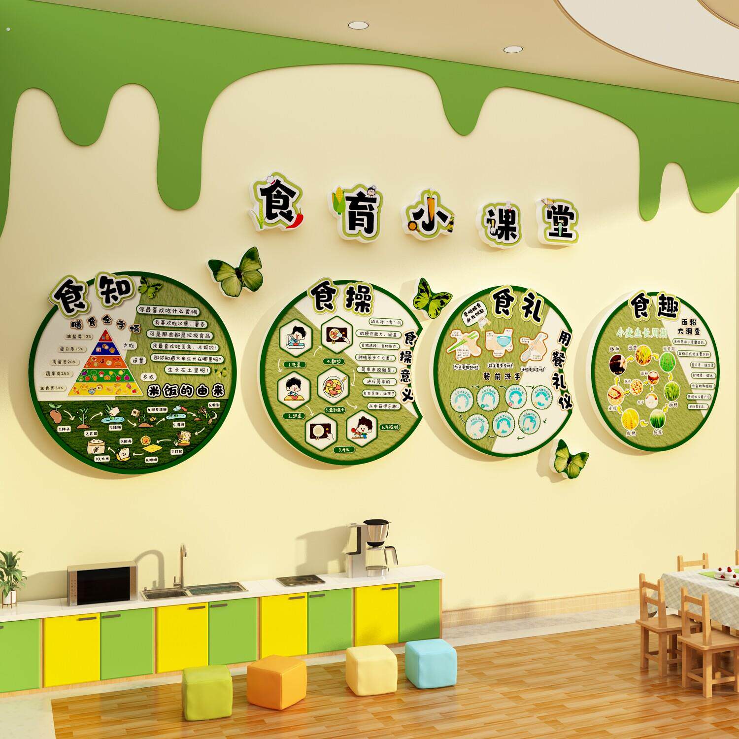 幼儿园墙面装饰环创主题成品材料午托管班食堂文化安全小饭桌机构