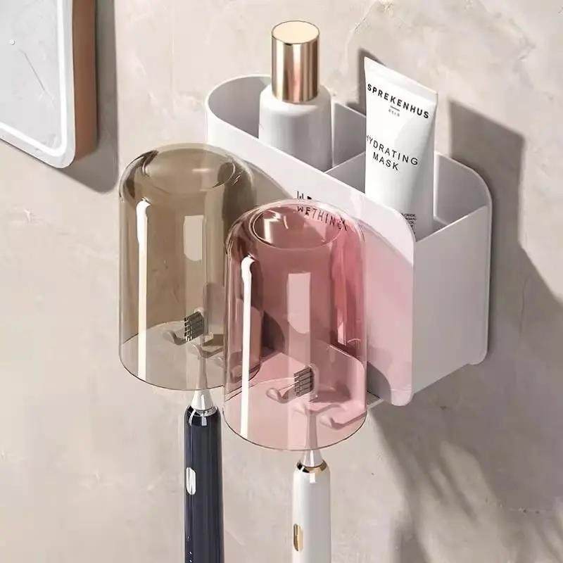 牙刷置物架免打孔漱口杯双人刷牙杯化妆室壁挂式牙具牙缸家庭套装