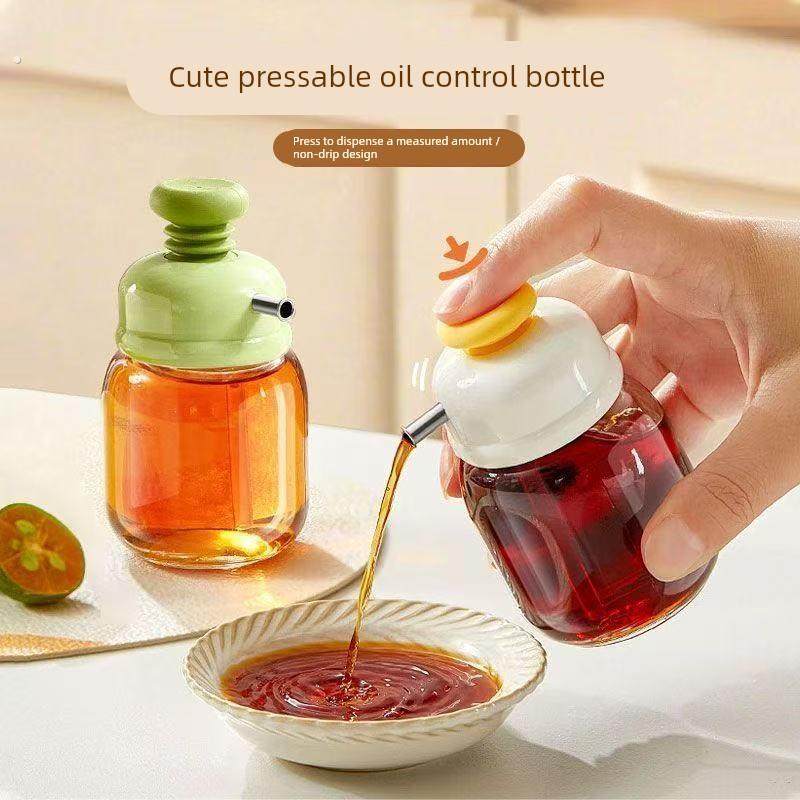 按压控油瓶喷油壶玻璃定量家用食品级酱油醋瓶防挂油漏油壶调味瓶