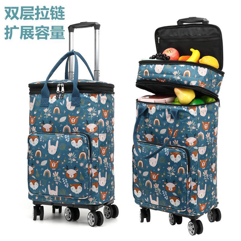 家用大容量保温购物袋买菜小推车手拉车可携式折叠拉杆万向轮购物