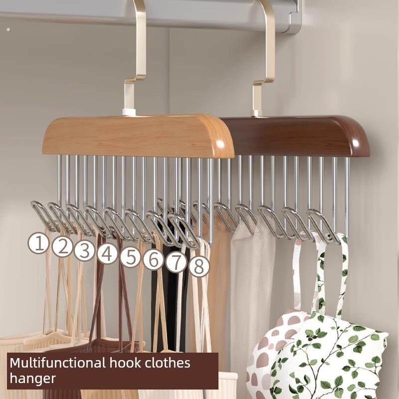 木吊带衣架多功能内衣背心储物家宿舍实木吊带波浪晾衣架