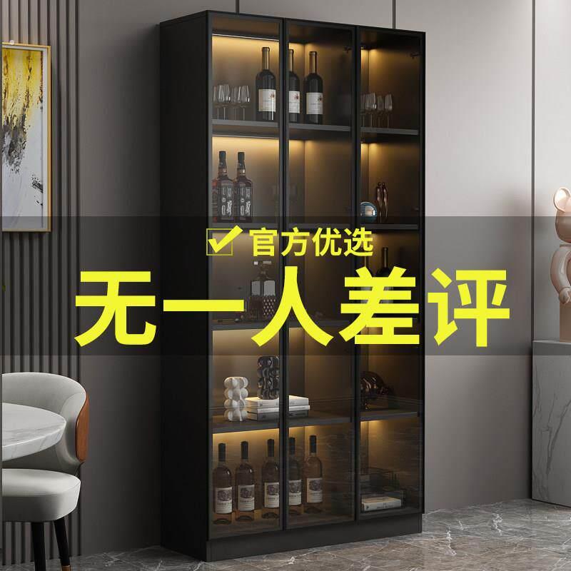 轻奢酒柜带玻璃门靠墙一体客厅展示柜现代简约家用高档酒架收纳柜图片
