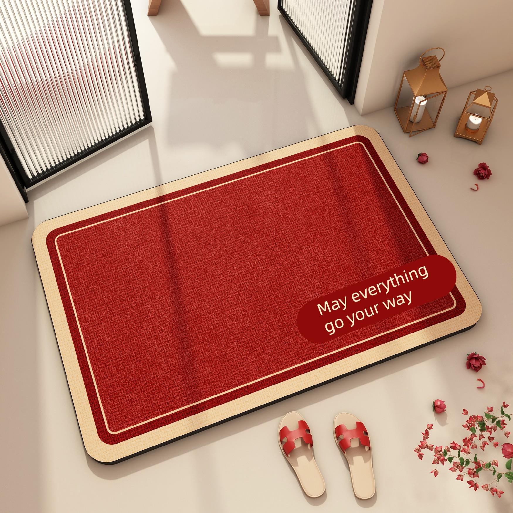 红色吸水垫硅藻泥地垫卫生间门口速干门垫2025新款脚垫浴室地毯