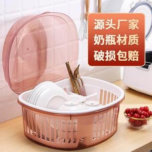 碗筷收纳盒单人一人迷你小号宿舍碗架小型厨房沥水碗盘收纳架碗柜