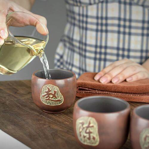 姓氏杯小茶杯刻字私人定制泡茶功夫茶具纯手工雕刻茶杯窑变坭兴陶