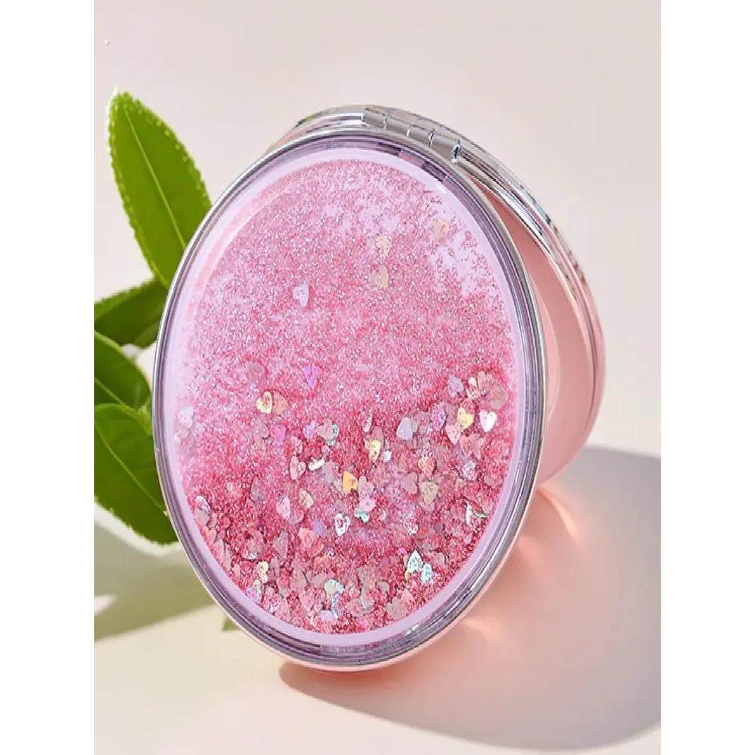 少女心学生流沙双面放大镜可爱手持小便携翻转折叠化妆镜