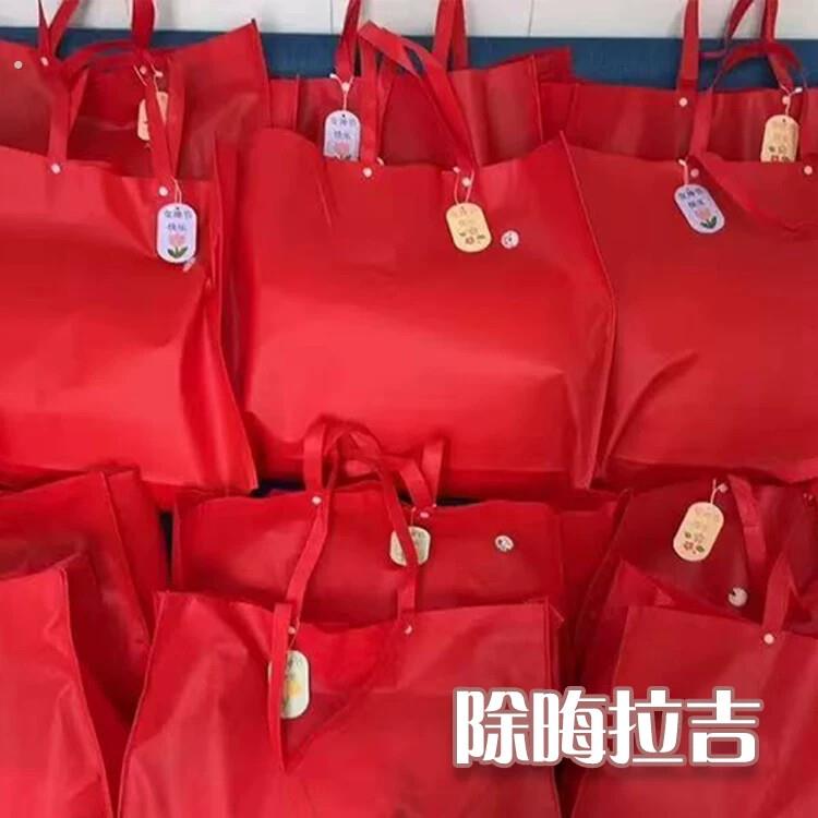 扔旧衣服的红袋子旧衣服处理袋收纳袋无纺布大容量加厚家纺手提袋