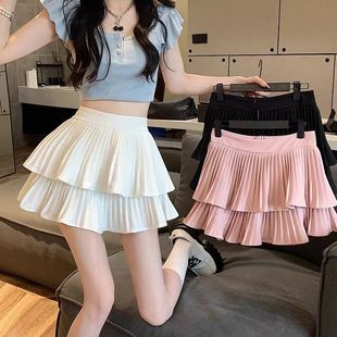 芭蕾風百褶蛋糕裙女春夏2024新款 設(shè)計感小個子高腰蓬蓬A(yù)字半身裙