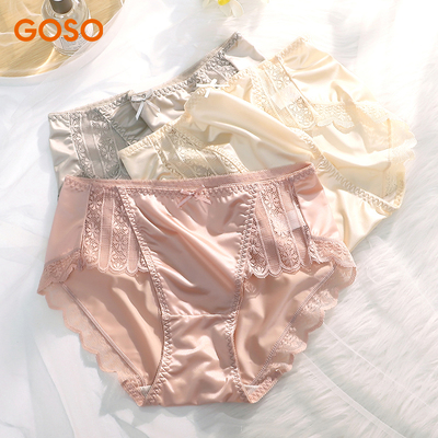 GOSO女士内裤丝质透气性感蕾丝三角裤
