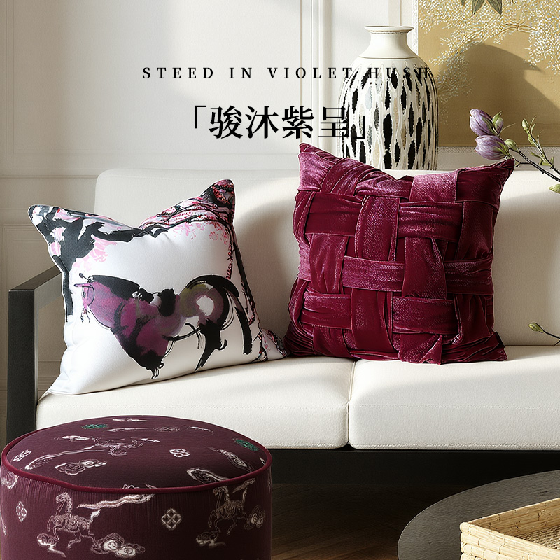 新中式万见马年款抱枕套沙发靠垫