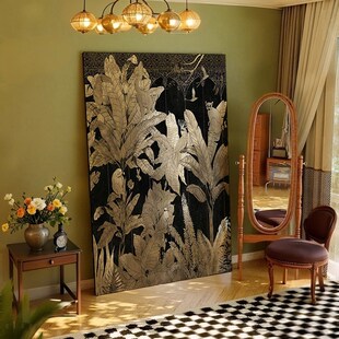 优选法式实木装饰画客厅入口立体质感卧室床头挂画办公室壁画漆画