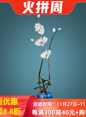 优选铜金岁月 全铜兰花花艺摆件创意雕塑工艺品客厅中式家居软装