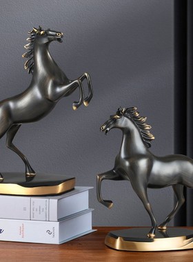 优选纯铜铜马马到成功领导办公室摆件客厅酒柜轻奢装饰品新居乔迁