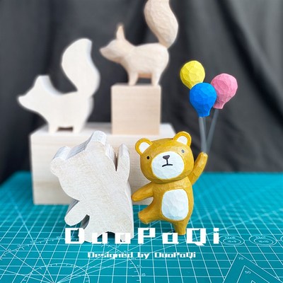 优选多帕奇 卡通立体小木雕diy纯手工材料包免锯切椴木半成品外形