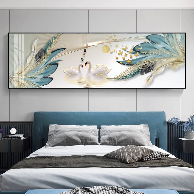 轻奢卧室画床头挂画高级感主卧房间背景墙装饰画现代简约酒店壁画