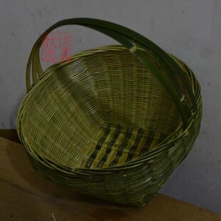 优选纯手工竹编 竹篮子 菜篮 竹提兜 购物篮 没有盖子的 比较粗