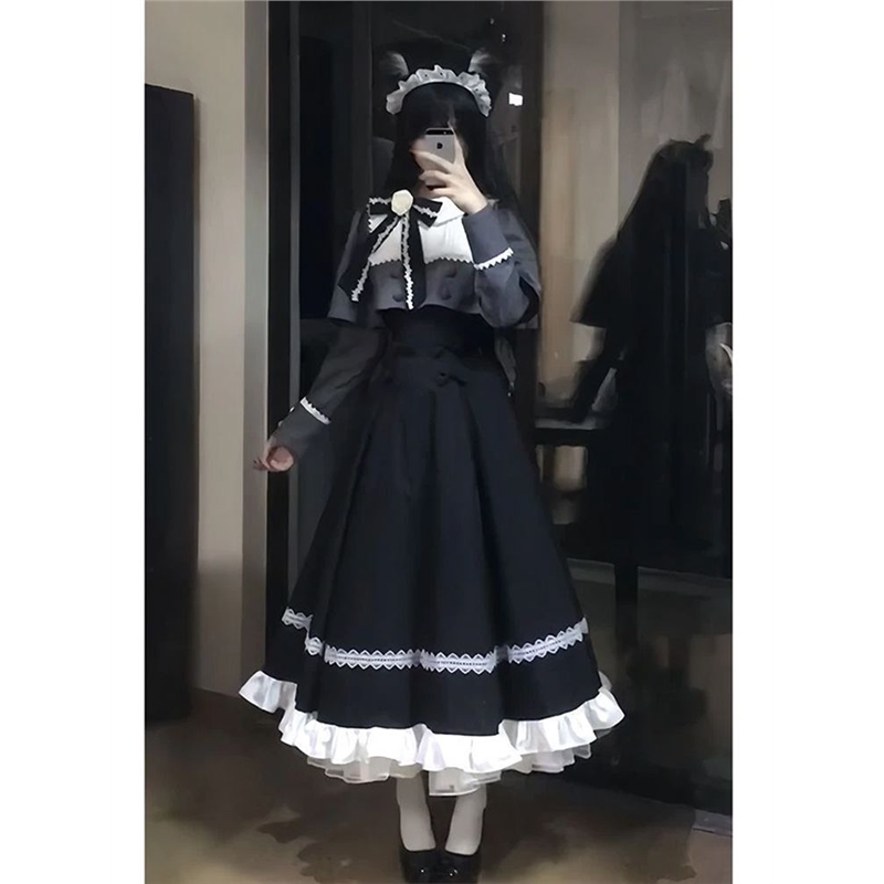 【哥特梦境】蝴蝶结小斗篷两件套