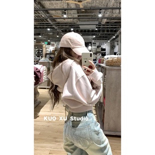 套装 连帽卫衣烫钻kt猫牛仔裤 长袖 早秋穿搭一整套韩系ins收腰短款