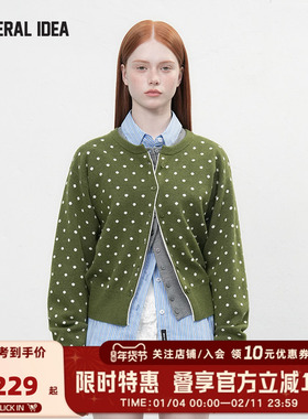 GENERAL IDEA BY BUMSUK经典撞色波点针织开衫女春季宽松毛衣上衣