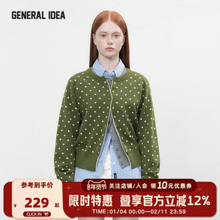 GENERAL IDEA BY BUMSUK经典撞色波点针织开衫女春季宽松毛衣上衣