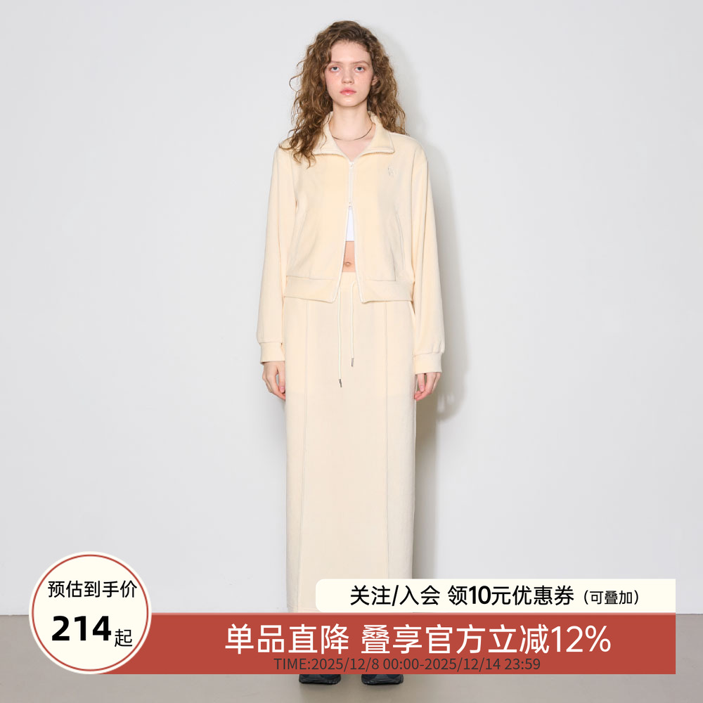 GENERAL IDEA BY BUMSUK不经意卫衣拉链外套半裙套装天鹅绒休闲女