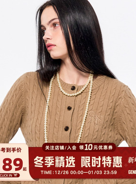 GENERAL IDEA BY BUMSUK小刺绣经典麻花圆领针织开衫