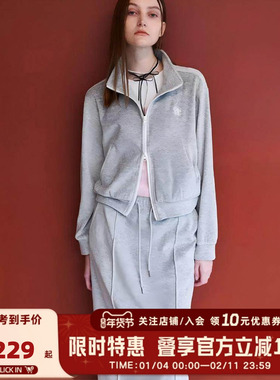 【套装】GENERAL IDEA天鹅绒运动休闲卫衣外套+半裙两件套女秋冬