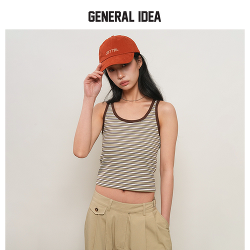 GENERAL IDEA BY BUMSUK 韩国正品 条纹U领无袖背心内搭上衣短款