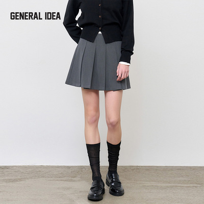 GENERAL IDEA BY BUMSUK宽褶迷你百褶短裙立体A字裙显瘦侧腰拉链