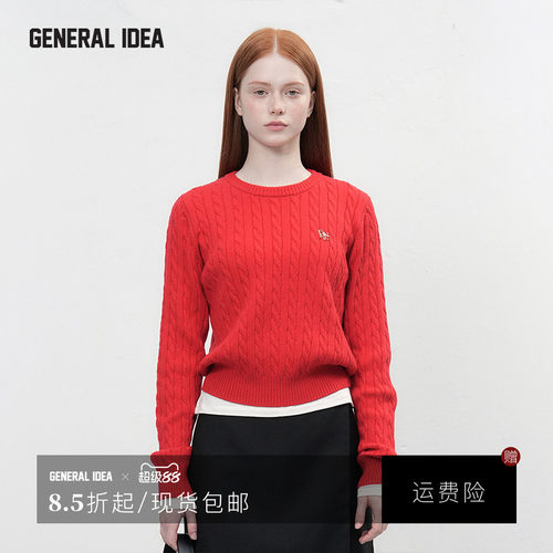 GENERAL IDEA BY BUMSUK 韩国正品 针织衫绵羊毛圆领套头毛衣女