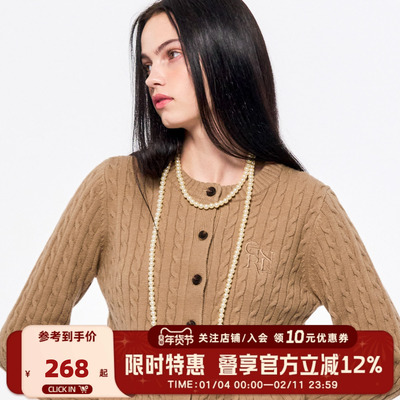 GENERAL IDEA BY BUMSUK小刺绣经典麻花圆领针织开衫