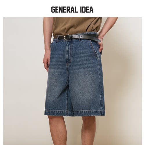 GENERAL IDEA BY BUMSUK男士宽腿百慕大牛仔裤宽松休闲直筒短裤