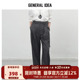 IDEA BUMSUK都市通勤深灰白条纹高腰宽松休闲西装 GENERAL 长裤