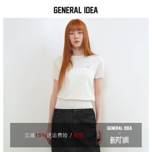 GENERAL IDEA BY BUMSUK 韩国正品 显瘦针织衫短袖休闲短款上衣女