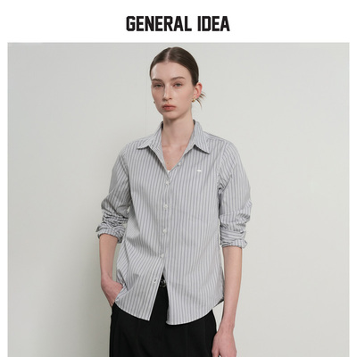 GENERAL IDEA BY BUMSUK 韩国正品 高智感经典条纹铆钉衬衫女长袖