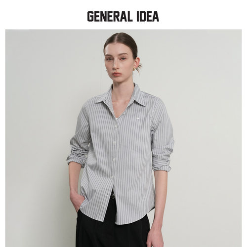 GENERAL IDEA BY BUMSUK春季新款高智感经典条纹铆钉衬衫女长袖