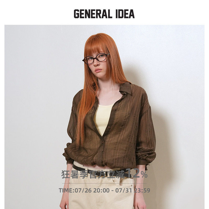 GENERAL IDEA BY BUMSUK 韩国正品 透明薄纱叠穿设计感纽扣衬衫