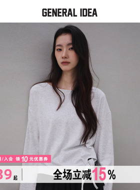 GENERAL IDEA BY BUMSUK系带宽松廓船领柔感T恤长袖温柔风上衣女
