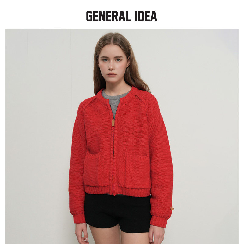 GENERAL IDEA BY BUMSUK落肩廓形慵懒针织开衫慵懒风毛衣短外套女,女装/女士精品,毛针织衫,淘宝优惠券,粉丝福利购,淘宝优惠卷