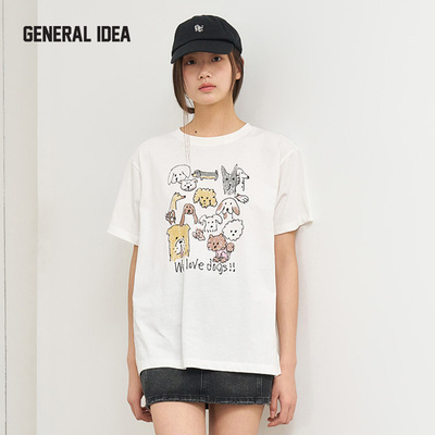 【蔡依林同款】GENERALIDEA韩版印花oversize落肩款宽松短袖T恤女