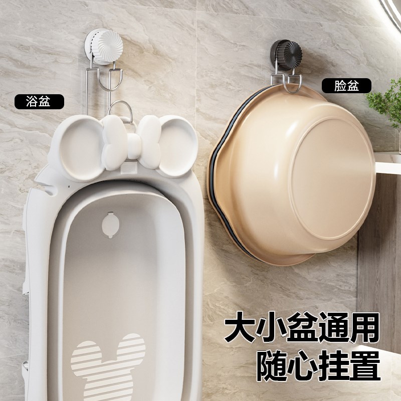 吸盘铁艺脸盆架浴室卫生间脸盆挂钩收纳架多吸盘水槽沥水袋挂钩