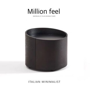 ins轻奢床边柜 极简烟熏实木圆形床头柜设计师款 Million feel意式