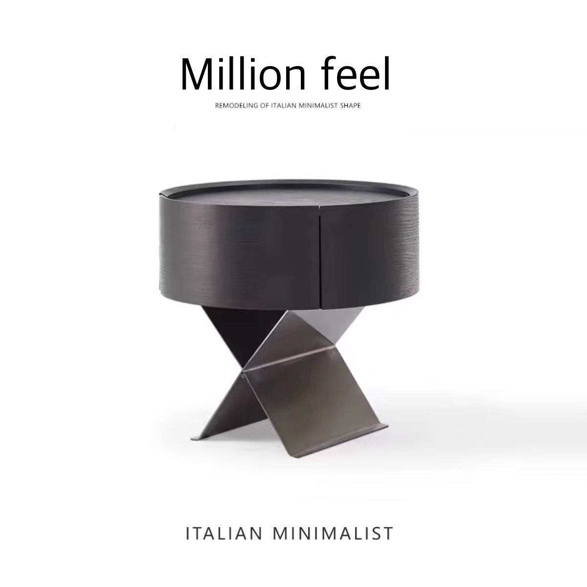 Million feel意式极简床边柜简约收纳创意圆形高级卧室轻奢床头柜
