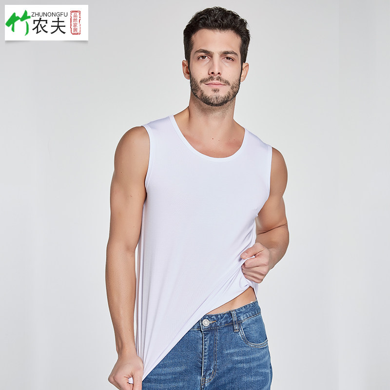 竹纤维男士背心宽肩汗衫夏季运动宽松打底莫代尔内衣加肥加大码
